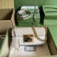 Gucci Women Padlock Mini Shoulder Bag Beige White GG Supreme Canvas (1)