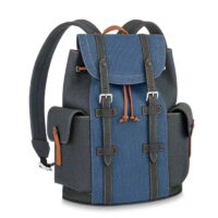 Louis Vuitton LV Unisex Christopher MM Backpack Denim Blue Navy Taurillon Leather (3)