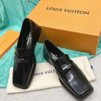 Louis Vuitton LV Unisex Connelly Flat Loafer Black Glazed Calf Leather Outsole (4)