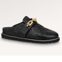 Louis Vuitton LV Unisex Cosy Flat Comfort Clog Black Monogram-Embossed Calf Leather (2)