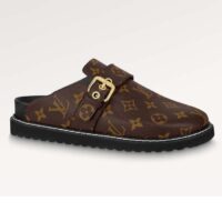 Louis Vuitton LV Unisex Cosy Flat Comfort Clog Cacao Brown Patent Monogram Canvas (10)