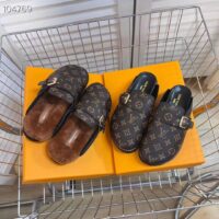 Louis Vuitton LV Unisex Cosy Flat Comfort Clog Cacao Brown Patent Monogram Canvas (10)