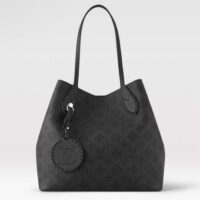 Louis Vuitton LV Women Blossom MM Tote Bag Black Mahina Perforated Calfskin Leather (1)