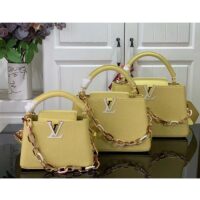 Louis Vuitton LV Women Capucines Mini Handbag Yellow Taurillon Cowhide Leather (8)