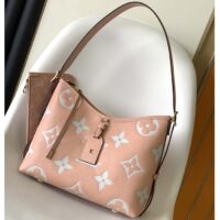 Louis Vuitton LV Women CarryAll PM Bag Pink Beige Embossed Supple Grained Cowhide Leather (1)