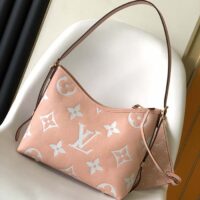 Louis Vuitton LV Women CarryAll PM Bag Pink Beige Embossed Supple Grained Cowhide Leather (1)