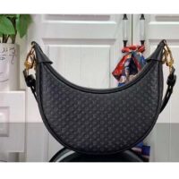 Louis Vuitton LV Women Loop Half-Moon Baguette Bag Black Calfskin Monogram Flowers (10)