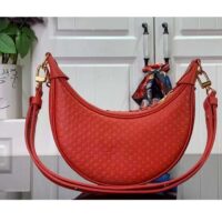 Louis Vuitton LV Women Loop Half-Moon Baguette Bag Red Calfskin Monogram Flowers (8)