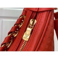 Louis Vuitton LV Women Loop Half-Moon Baguette Bag Red Calfskin Monogram Flowers (8)