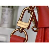 Louis Vuitton LV Women Loop Half-Moon Baguette Bag Red Calfskin Monogram Flowers (8)