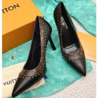 Louis Vuitton LV Women Signature Pump Black Calf Leather Patent Monogram Canvas 9.5 Cm Heel (10)