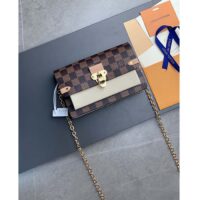 Louis Vuitton LV Women Vavin Chain Wallet Beige Damier Ebene Coated Canvas (2)