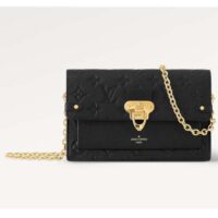 Louis Vuitton LV Women Vavin Chain Wallet Black Embossed Cowhide Leather (2)