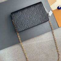 Louis Vuitton LV Women Vavin Chain Wallet Black Embossed Cowhide Leather (2)