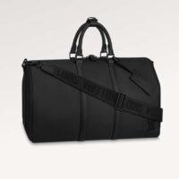 Louis Vuitton Unisex Keepall Bandoulière 50 Travel Bag Black LV Aerogram Cowhide Leather (20)