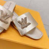 Louis Vuitton Women LV Shake Flat Mule Gold Metallic Lambskin Leather (6)