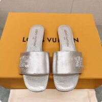 Louis Vuitton Women LV Shake Flat Mule Silver Metallic Lambskin Leather (7)