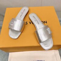 Louis Vuitton Women LV Shake Flat Mule Silver Metallic Lambskin Leather (7)