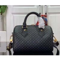 Louis Vuitton Women LV Speedy Bandouliere 20 Handbag Black Calfskin Double Zip (9)