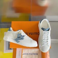 Louis Vuitton Women LV Time Out Sneaker Blue Mix Materials Monogram Flower (9)