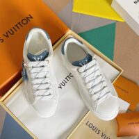 Louis Vuitton Women LV Time Out Sneaker Blue Mix Materials Monogram Flower (9)