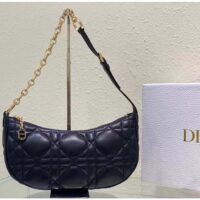 Dior Women CD Lounge Bag Black Supple Macrocannage Lambskin (10)