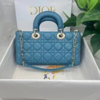 Dior Women CD Medium Lady D-Joy Bag Horizon Blue Cannage Lambskin (4)