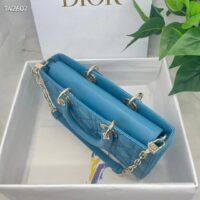 Dior Women CD Medium Lady D-Joy Bag Horizon Blue Cannage Lambskin (4)