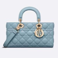 Dior Women CD Medium Lady D-Joy Bag Horizon Blue Cannage Lambskin (4)