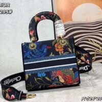 Dior Women CD Medium Lady D-Lite Bag Black Multicolor Dior Birds Embroidery (2)