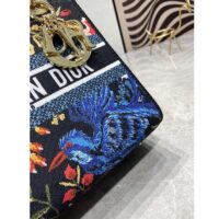 Dior Women CD Medium Lady D-Lite Bag Black Multicolor Dior Birds Embroidery (2)