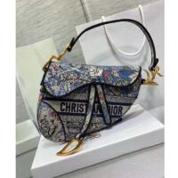 Dior Women CD Saddle Bag Denim Multicolor Dior Jardin Magique Embroidery (13)