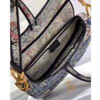 Dior Women CD Saddle Bag Denim Multicolor Dior Jardin Magique Embroidery (13)