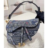 Dior Women CD Saddle Bag Denim Multicolor Dior Jardin Magique Embroidery (13)