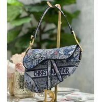 Dior Women CD Saddle Bag Denim Multicolor Dior Jardin Magique Embroidery (13)