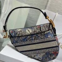 Dior Women CD Saddle Bag Denim Multicolor Dior Jardin Magique Embroidery (13)