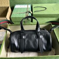 Gucci GG Unisex Small Duffle Bag Tonal Double G Black Leather (2)