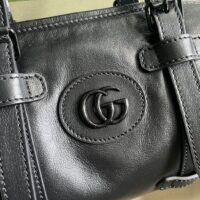 Gucci GG Unisex Small Duffle Bag Tonal Double G Black Leather (2)