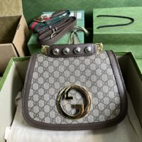 Gucci GG Women Blondie Medium Bag Beige Blue GG Supreme Canvas (1)