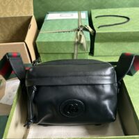 Gucci GG Women Shoulder Bag Tonal Double G Black Leather (2)