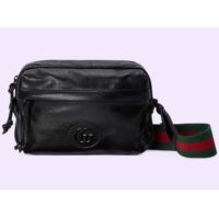 Gucci GG Women Shoulder Bag Tonal Double G Black Leather (2)