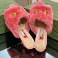 Gucci GG Women’s Mid-Heel Slide Sandal Pink Fabric Horsebit 5.6 Cm Heel (1)