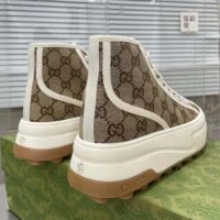 Gucci Unisex GG High Top Sneaker Beige Ebony Original GG Canvas Flat Interlocking G (10)