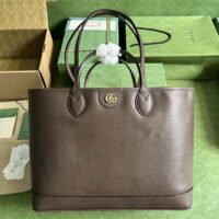 Gucci Unisex GG Ophidia Medium Tote Bag Brown Leather Double G (3)