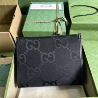 Gucci Unisex Jumbo GG Medium Messenger Bag Black Canvas Zip Closure (1)