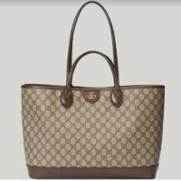 Gucci Unisex Ophidia Medium Tote Bag Beige Ebony GG Supreme Canvas (2)