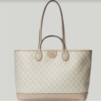 Gucci Unisex Ophidia Medium Tote Bag Beige White GG Supreme Canvas (2)