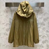 Gucci Women GG Hooded Jacket Light Camel GG Nylon Jacquard (10)