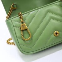 Gucci Women GG Marmont Matelassé Super Mini Bag Sage Green Chevron Leather (1)