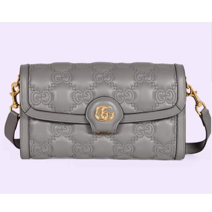 Gucci Women GG Matelassé Small Bag Light Grey Double G